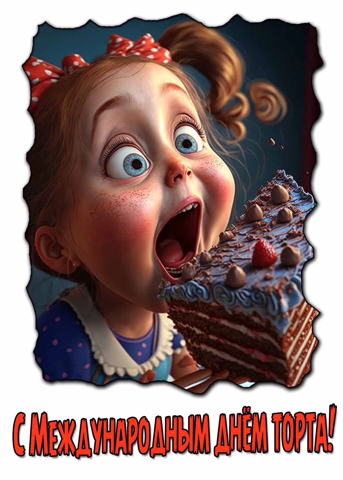 Смешная открытка с международным днём торта