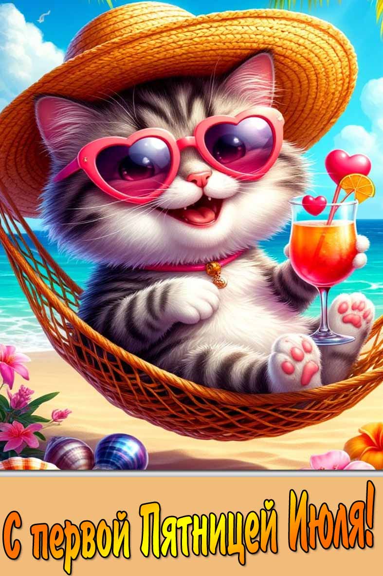 С первой пятницей Июля! - открытка на телефон