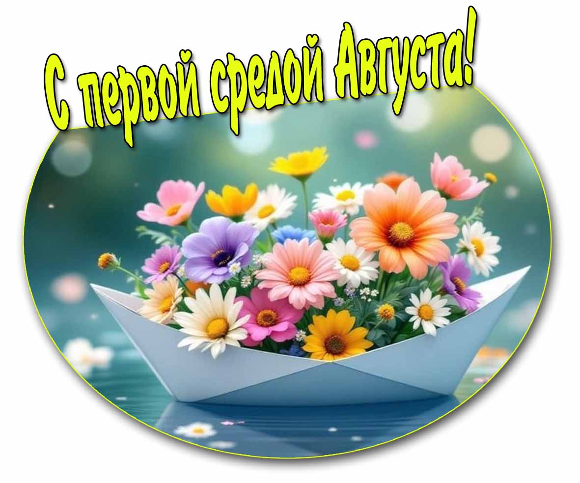 Картинка с первой средой Августа с цветами