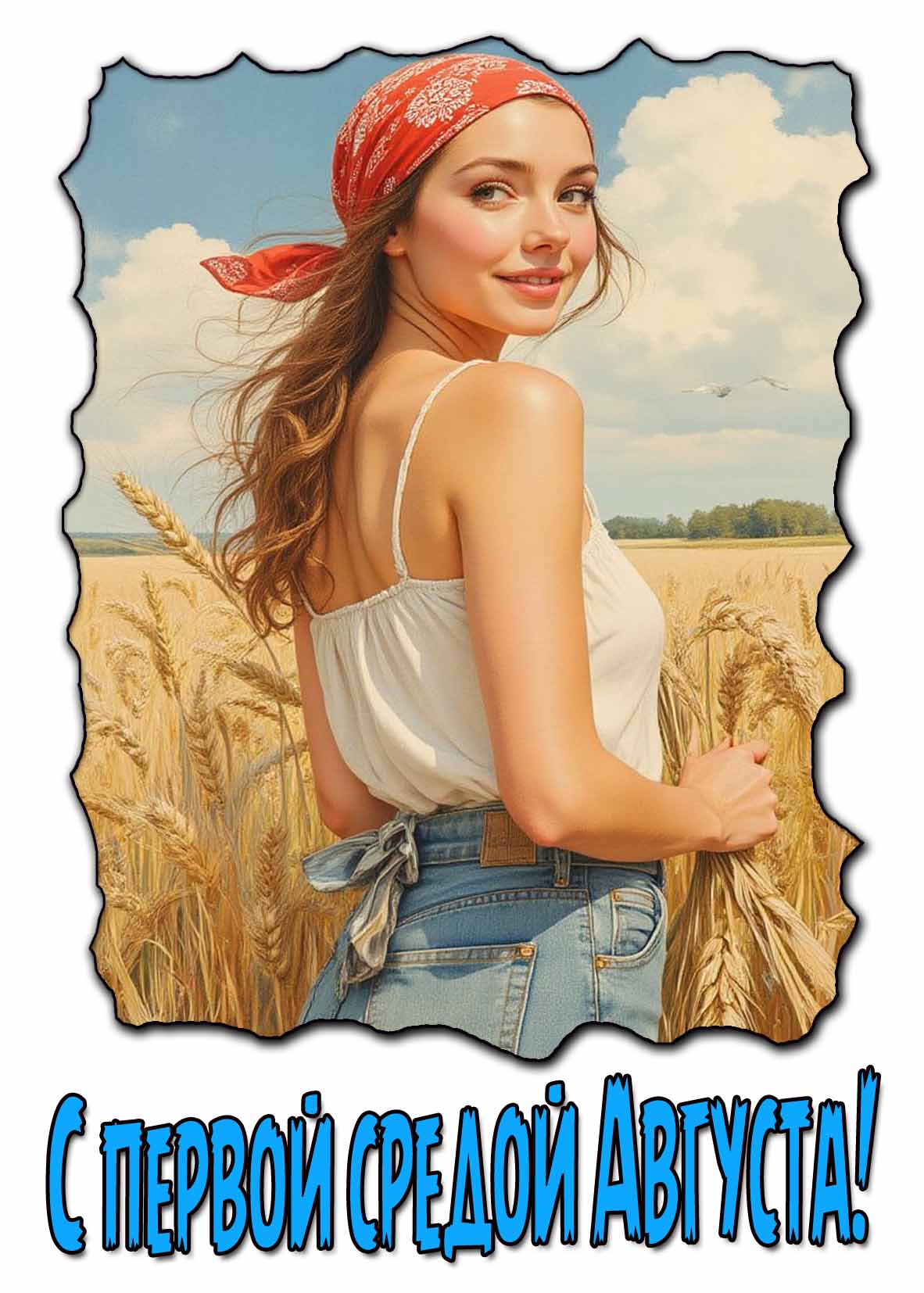 Прикольная открытка с первой средой Августа