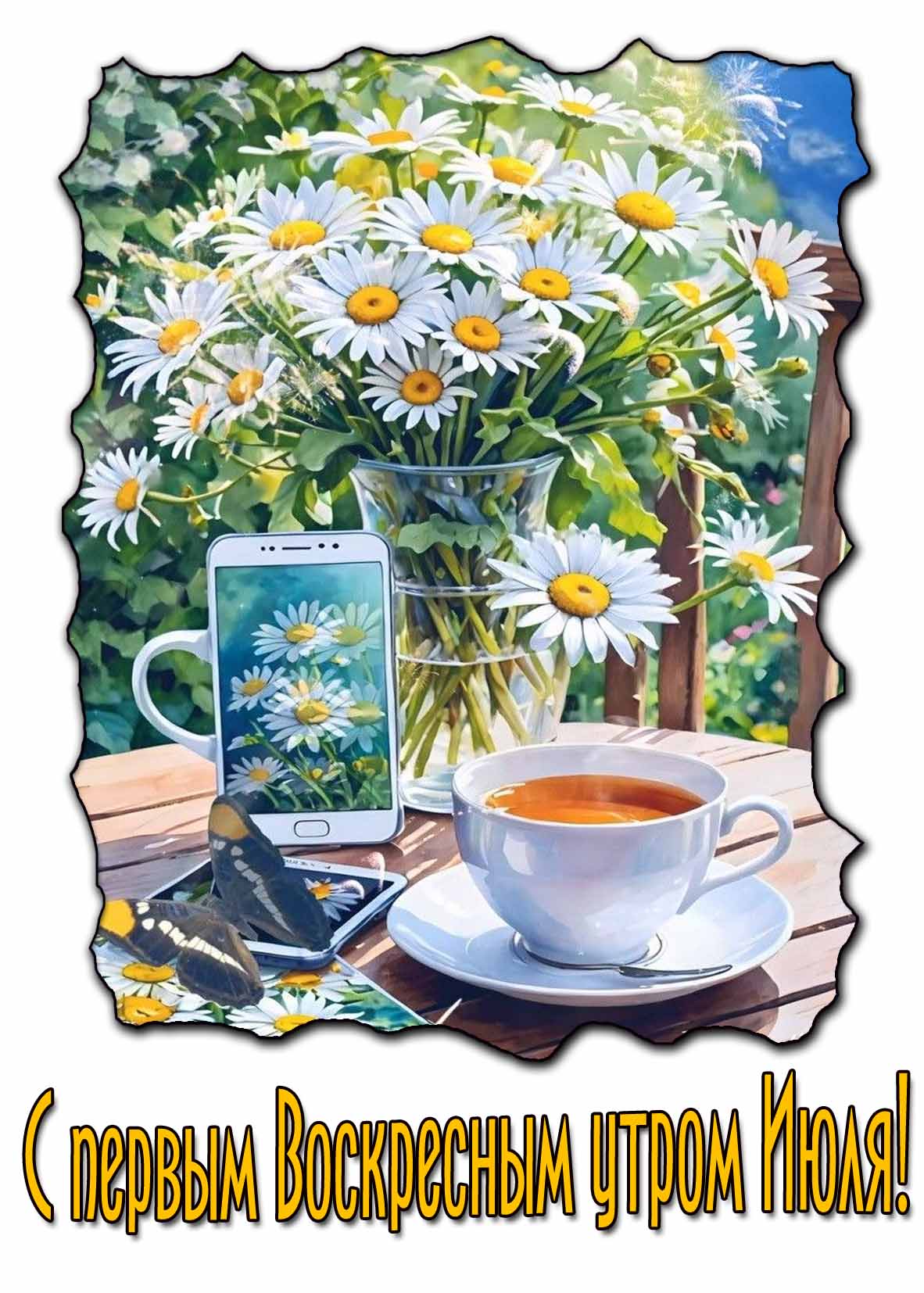 С первым Воскресным утром Июля! - открытка на телефон