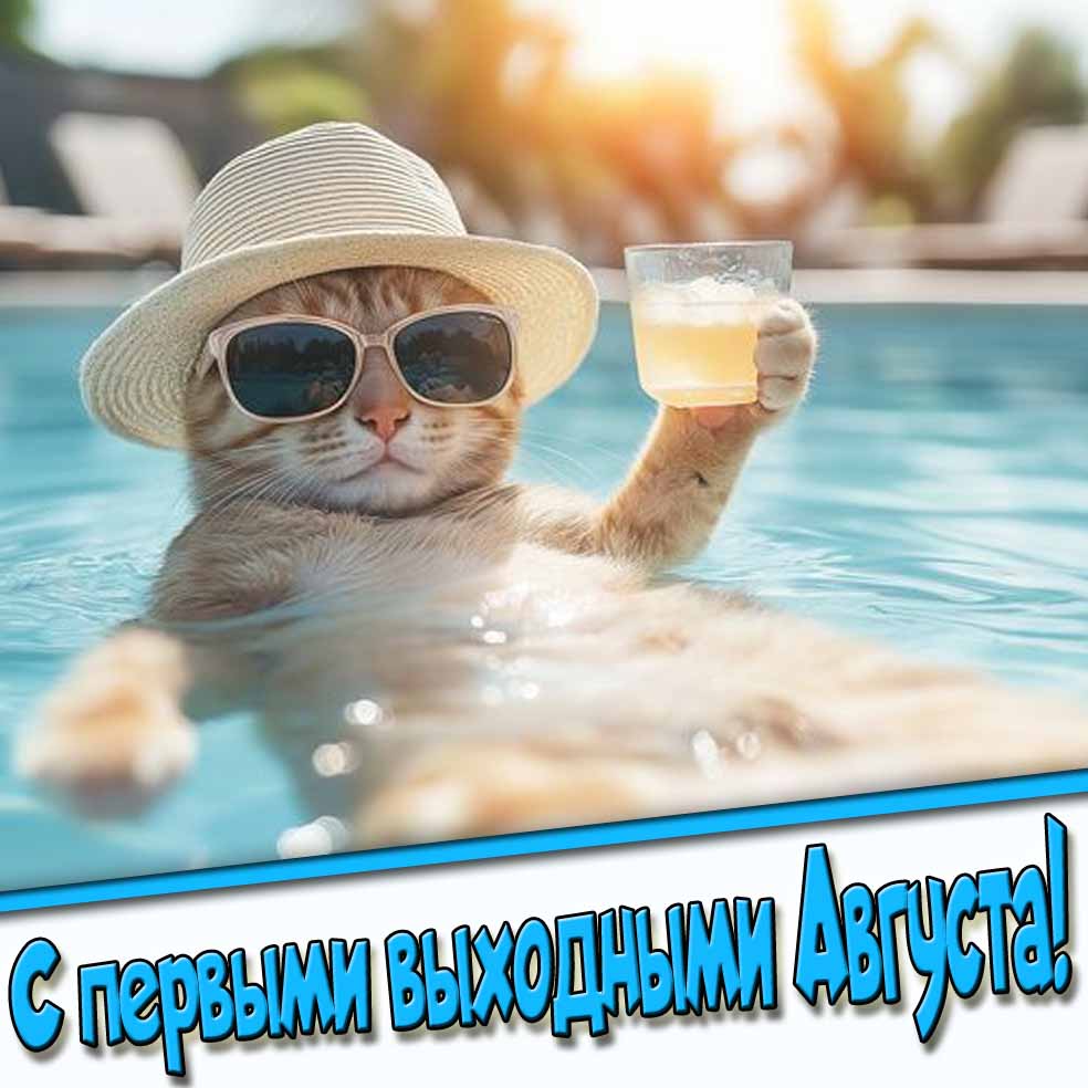 Прикольная открытка с первыми выходными Августа