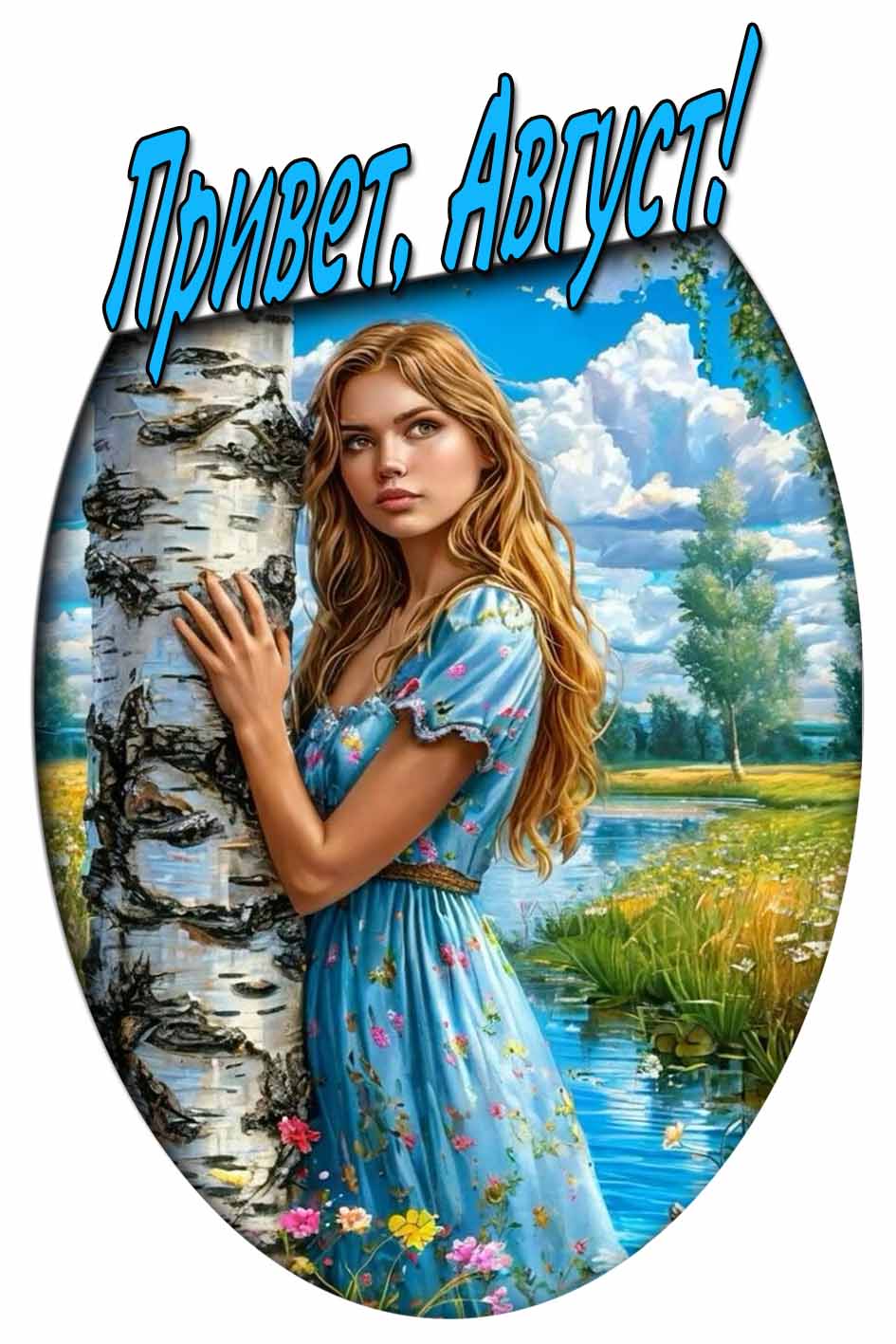 Привет, Август! - красивая открытка