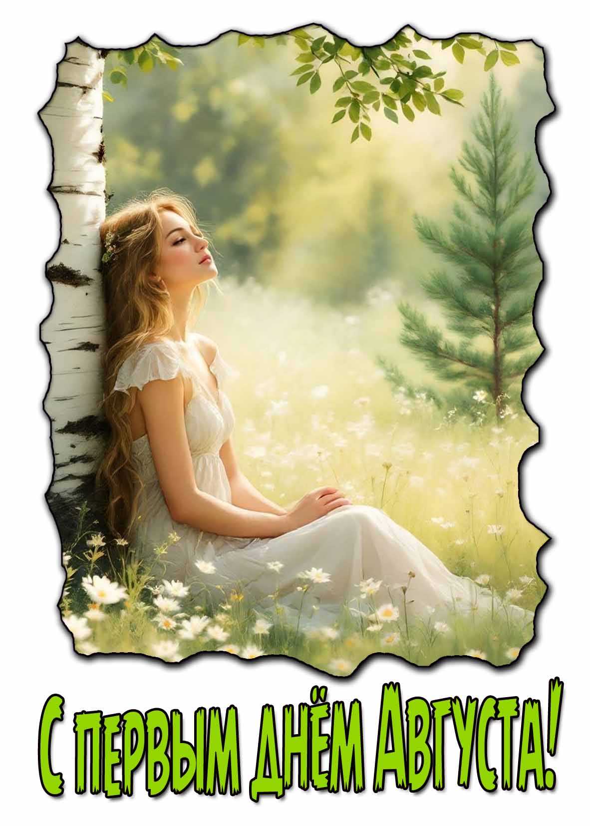 Красивая открытка с первым днём Августа