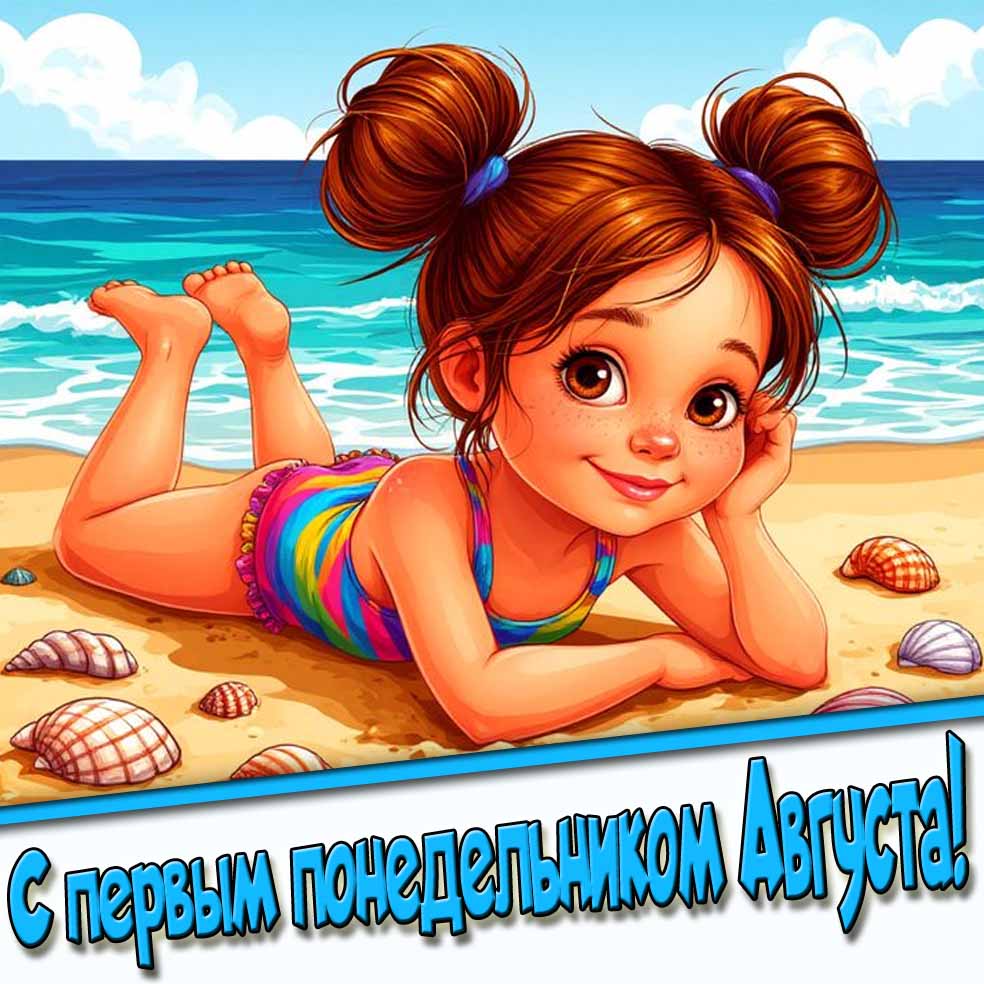 Детская картинка с первым понедельником Августа