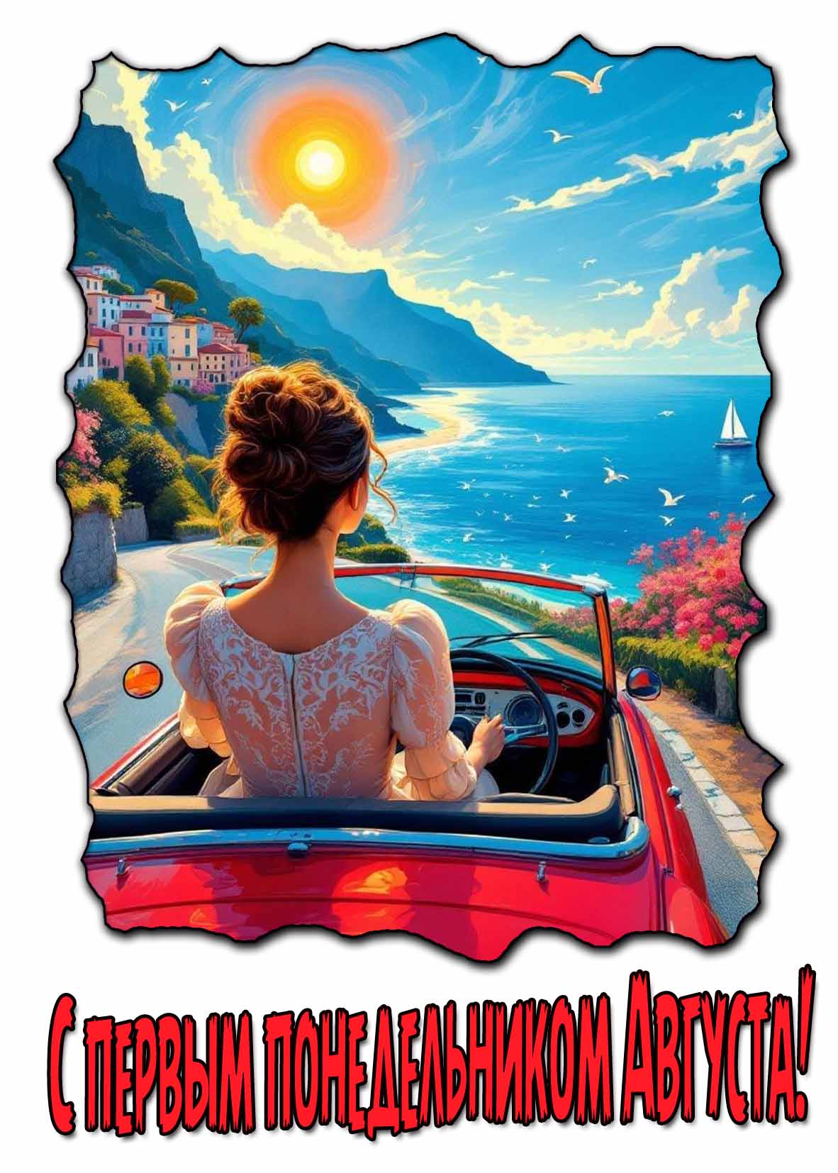 Красивая открытка с первым понедельником Августа