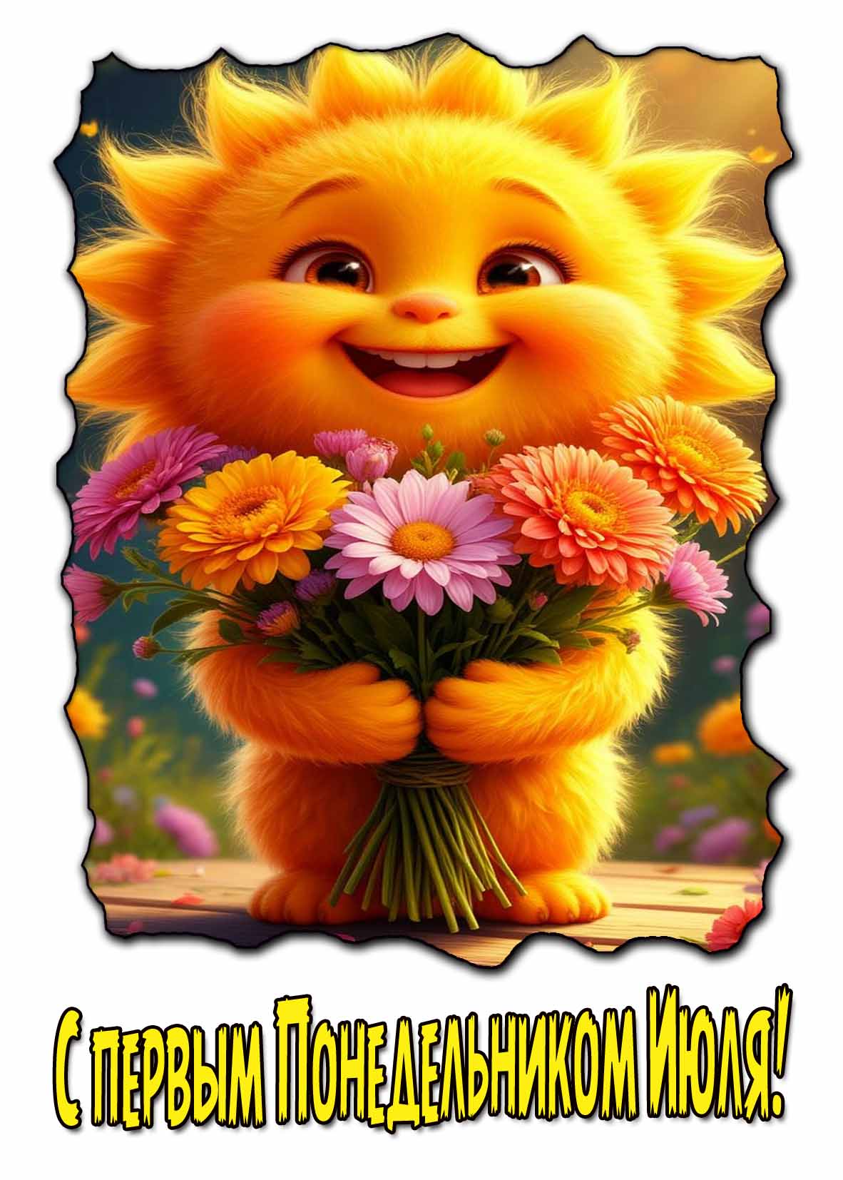 Прикольная открытка с первым Понедельником Июля