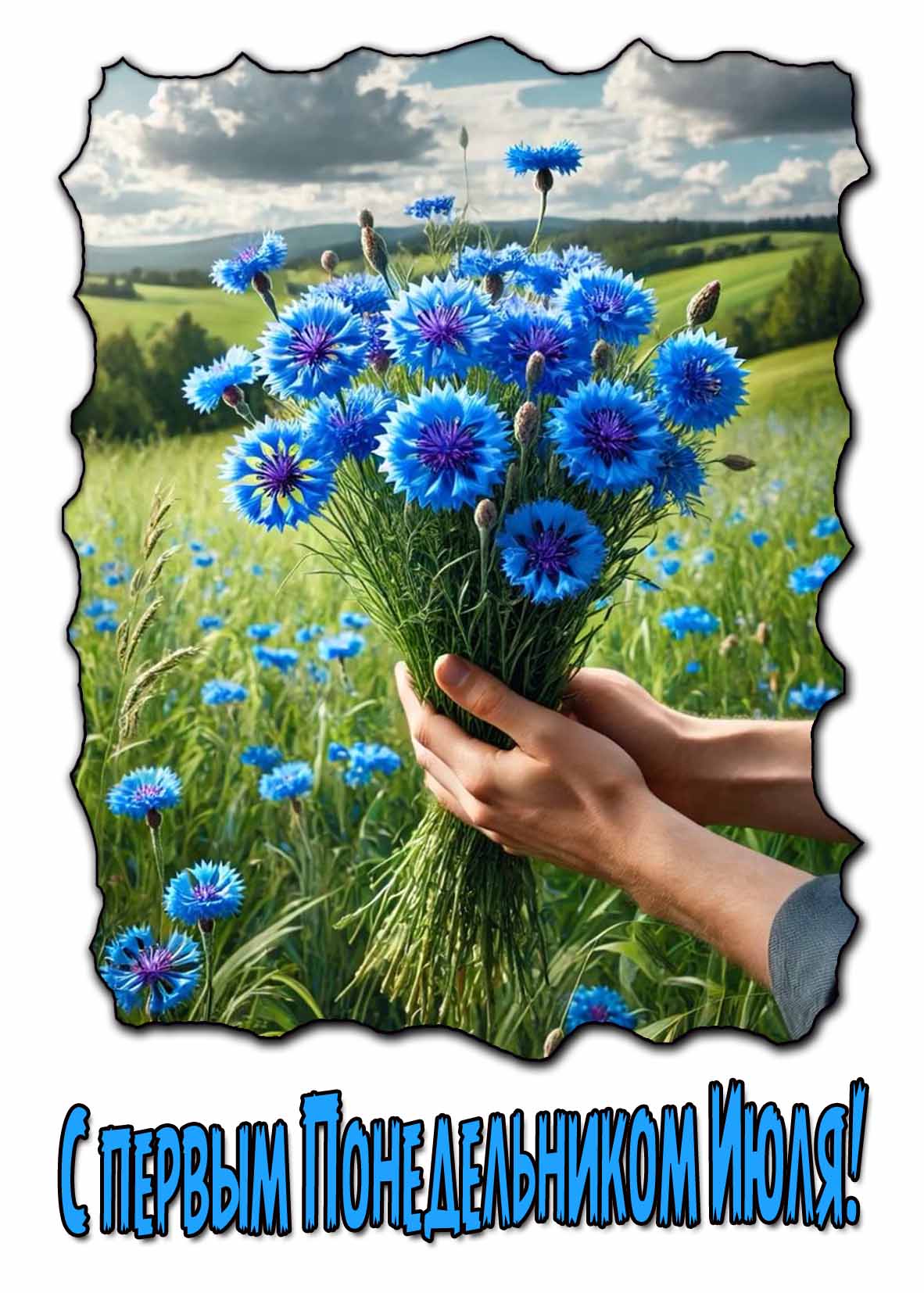 Красивая открытка с первым Понедельником Июля