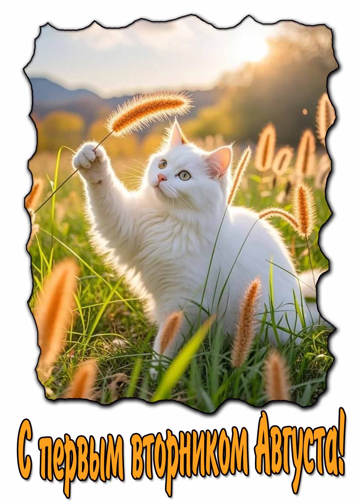 Летняя открытка с первым вторником Августа
