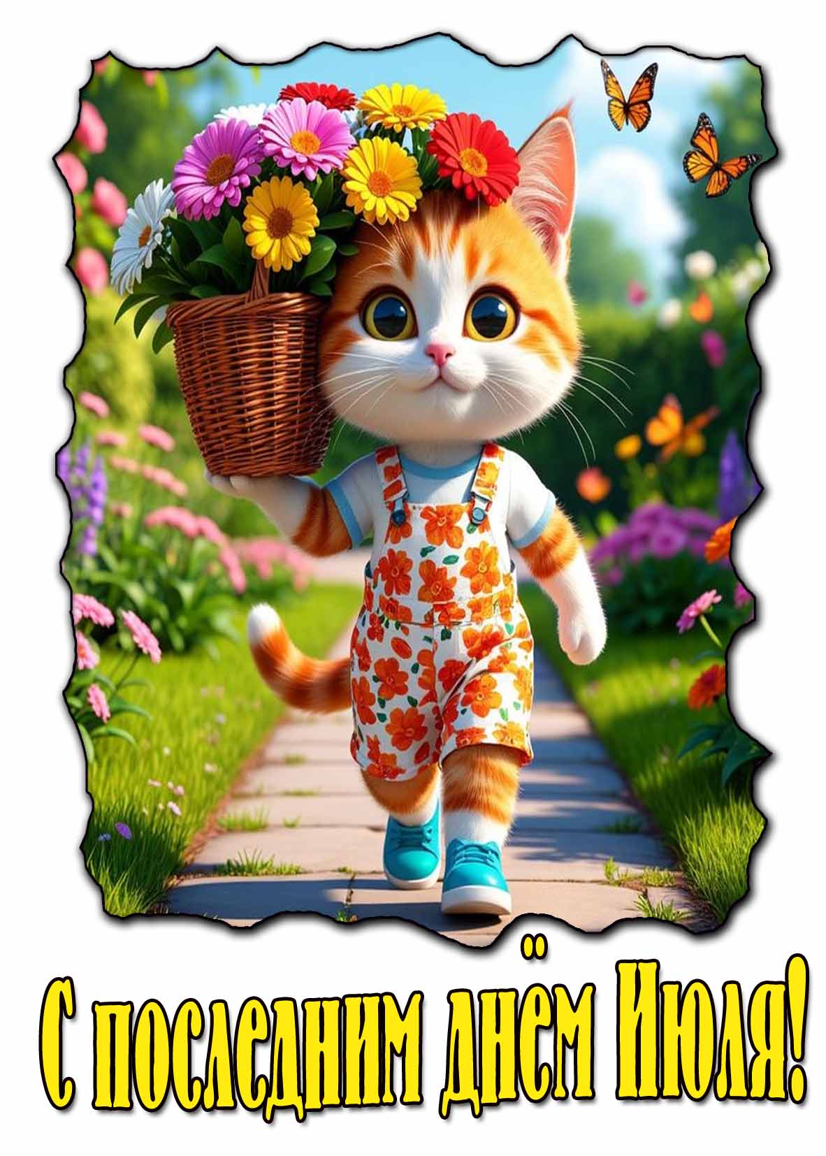 С последним днём Июля! - красивая открытка