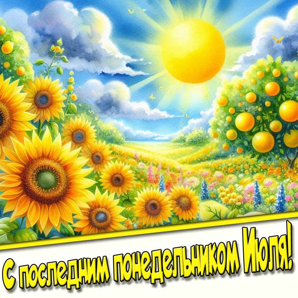 С последним понедельником Июля! - красивая открытка