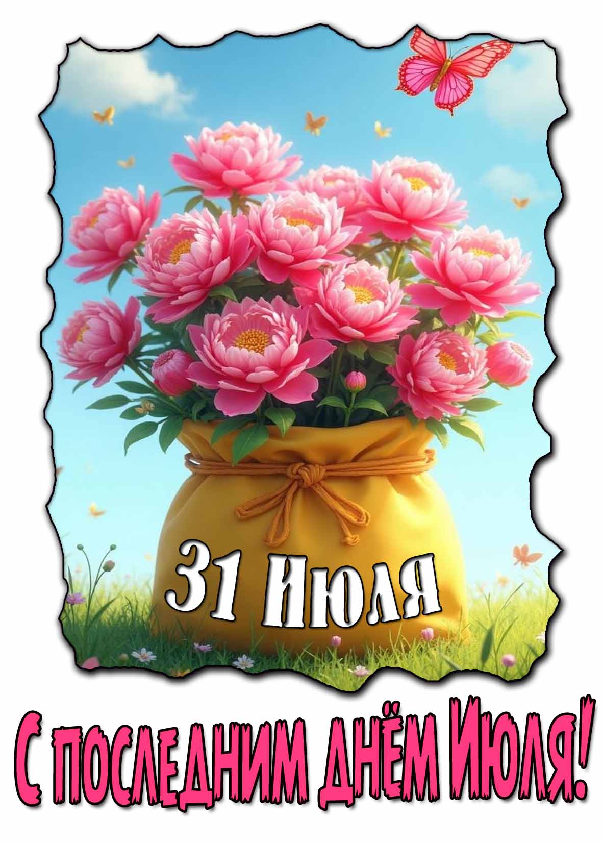 Красивая открытка с последним днём июля