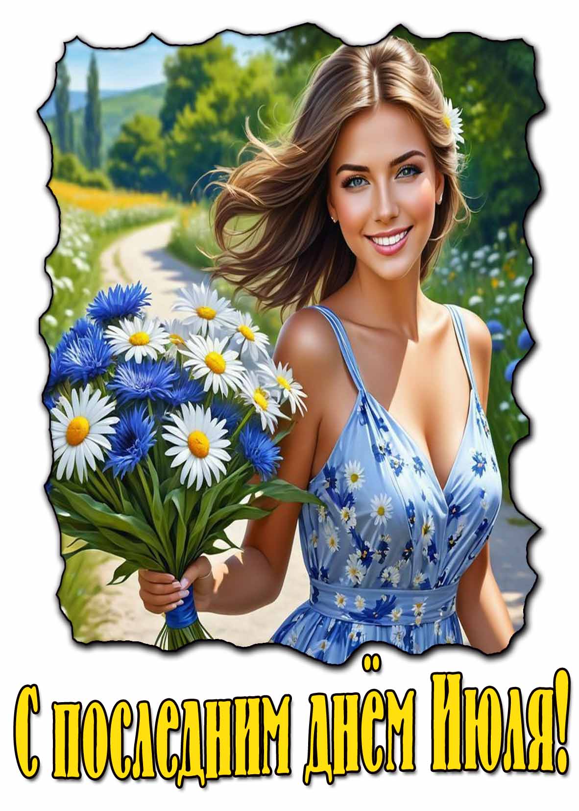 Открытка с последним днем июля