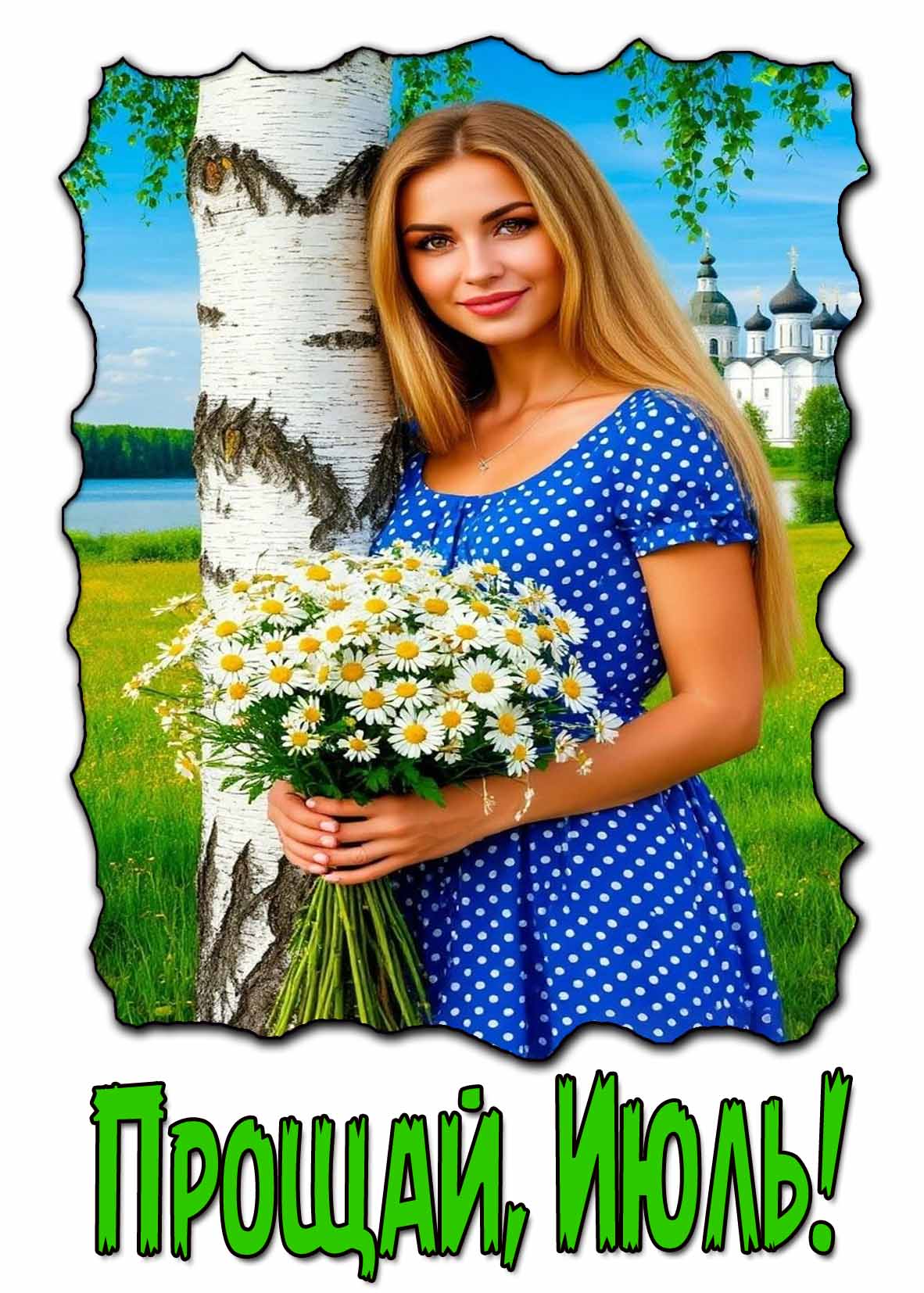 Прощай, Июль! - красивая открытка