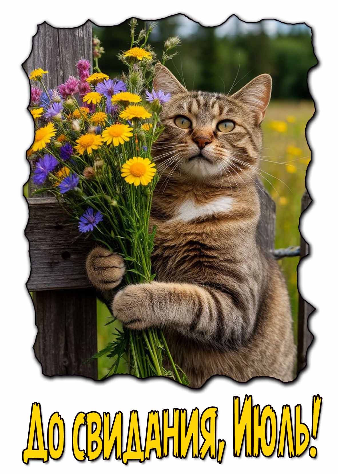 До свидания, Июль! - прикольная открытка