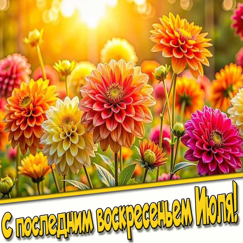 Картинка с последним Воскресеньем Июля с цветами