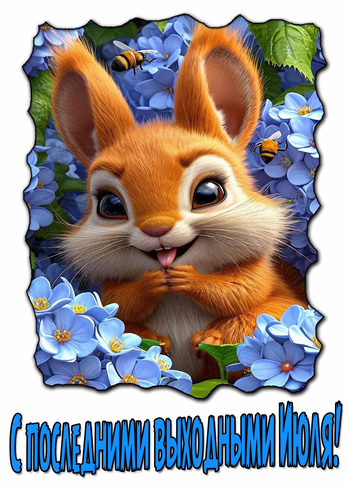 Открытка с последними выходными Июля