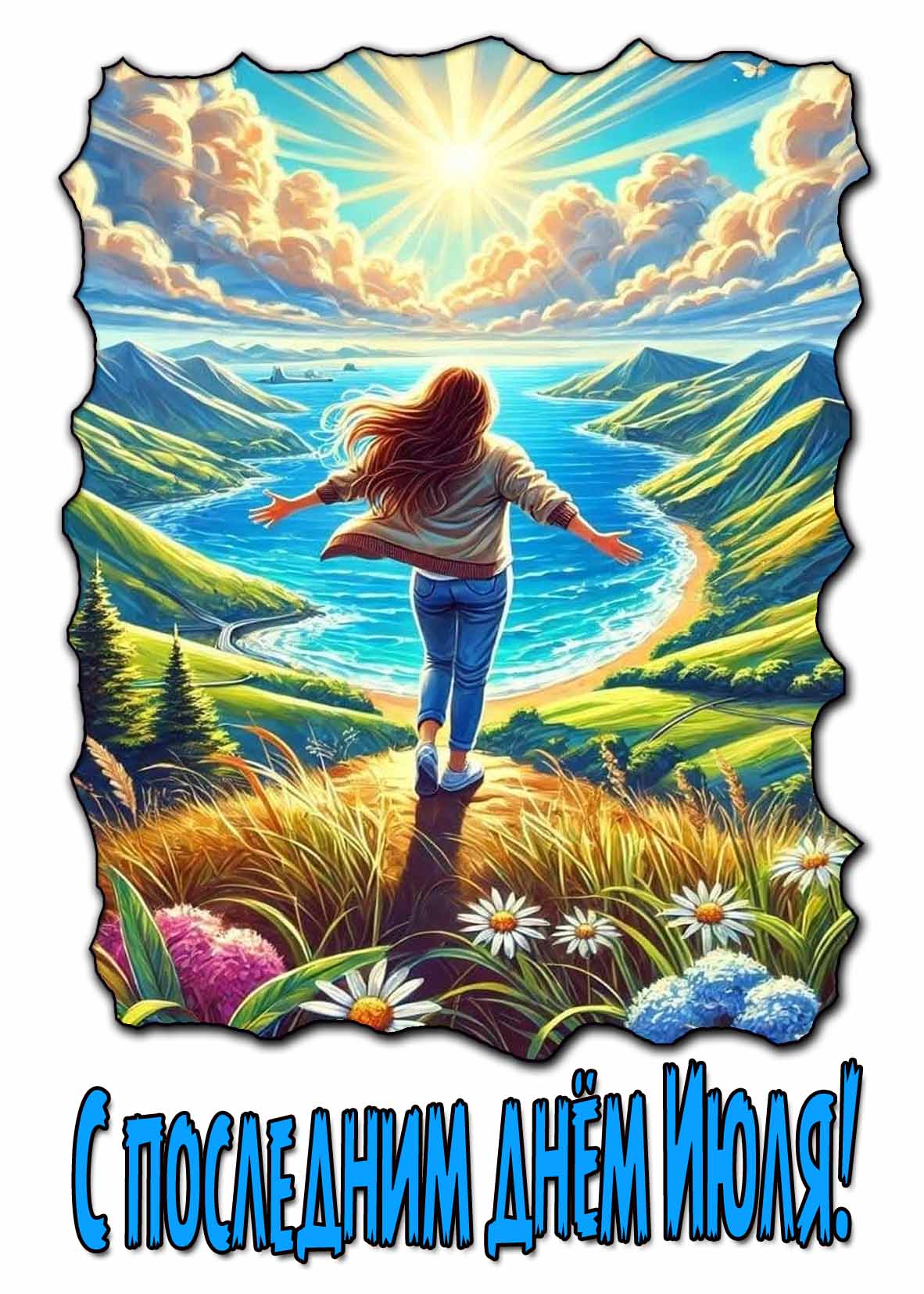 Красивая открытка с последним днём Июля