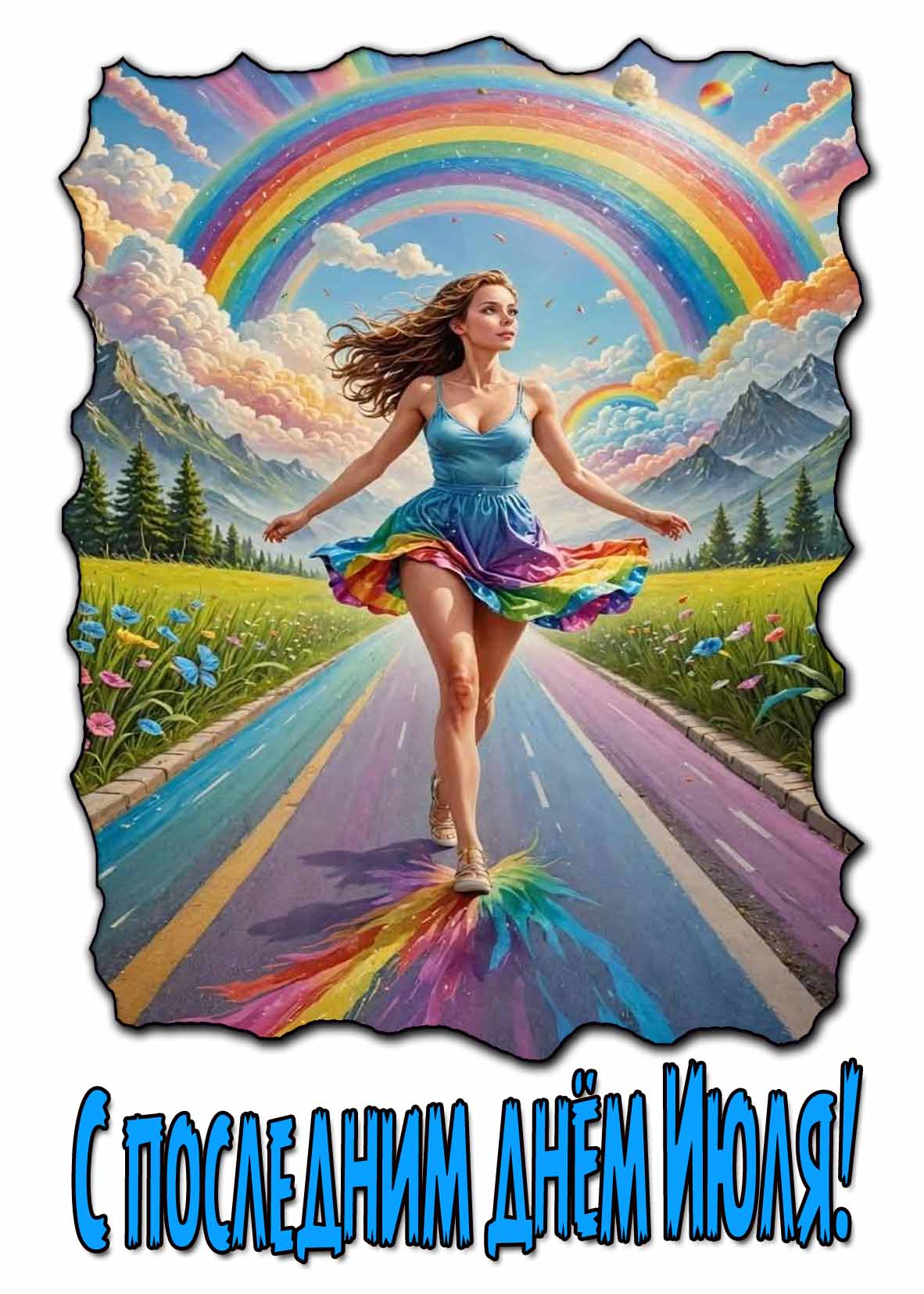С последним днём Июля! - картинка с девушкой