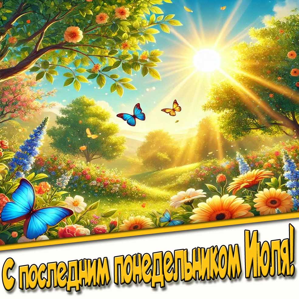 Солнечная открытка с последним понедельником Июля