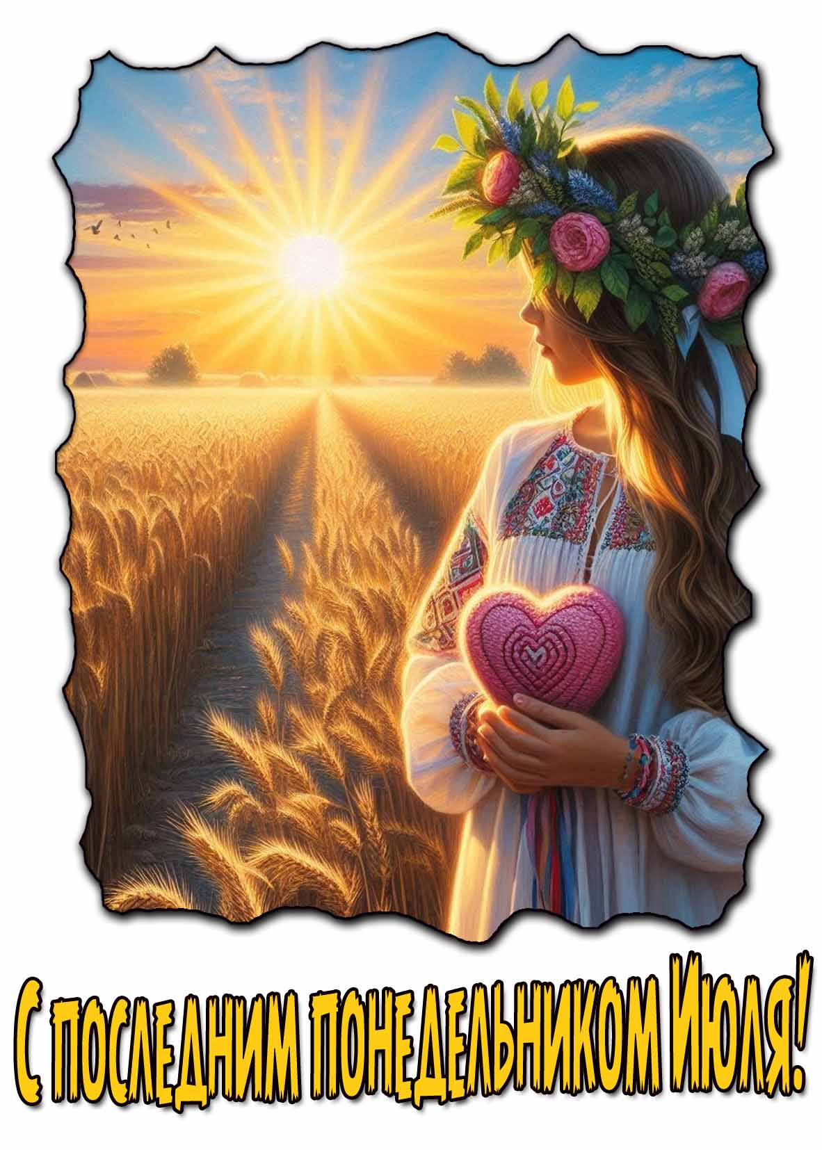 С последним понедельником Июля! - картинка с девушкой на закате