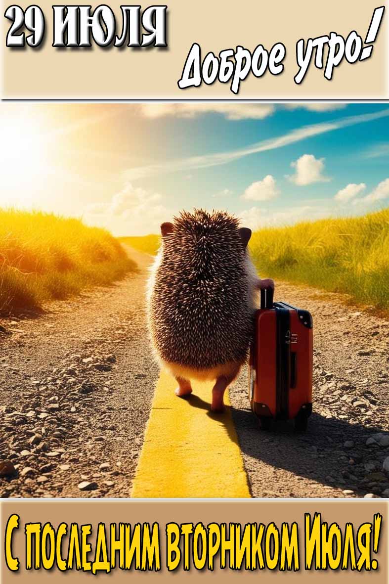 Открытка "29 Июля доброе утро! С последним вторником Июля!"