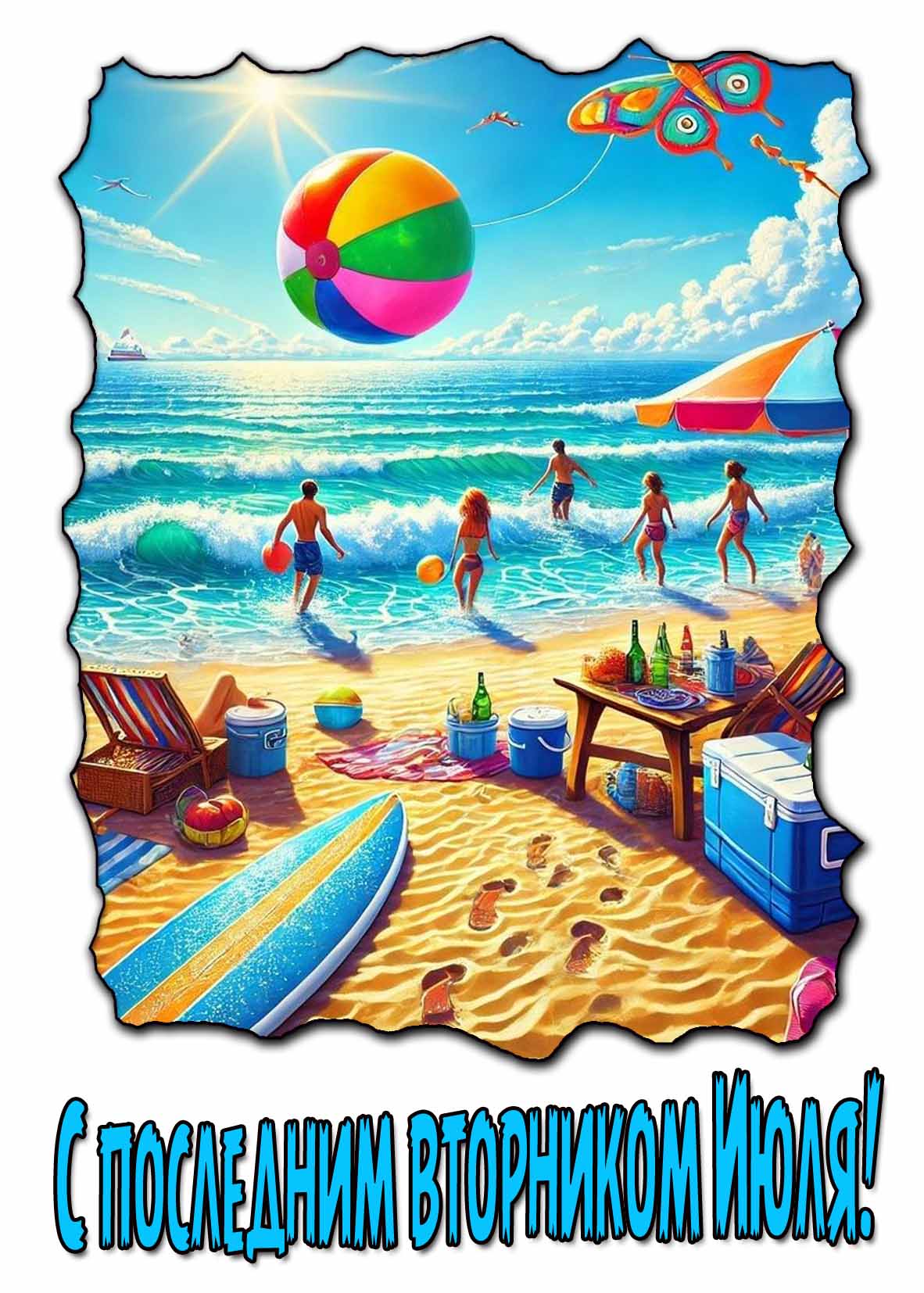 Летняя открытка с последним вторником Июля!
