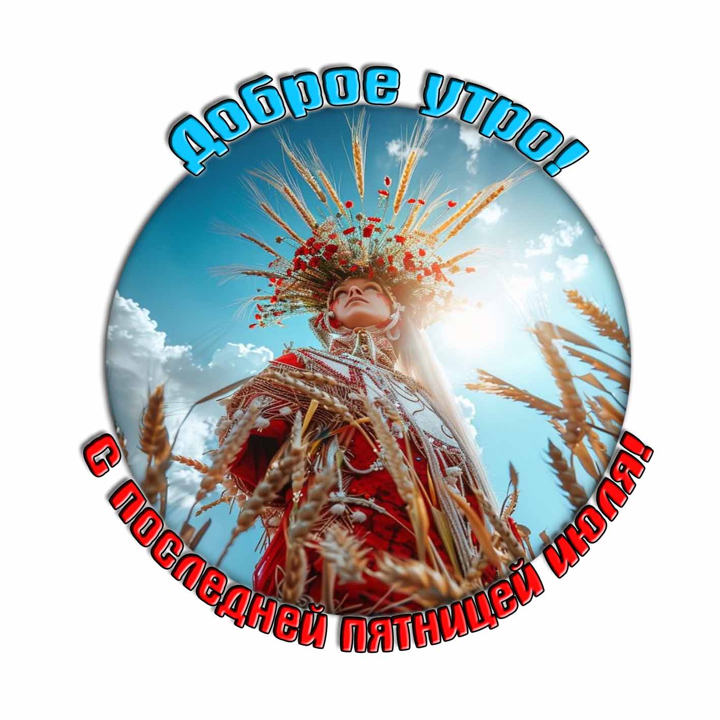 Стикер "Доброе утро! С последней пятницей Июля!"