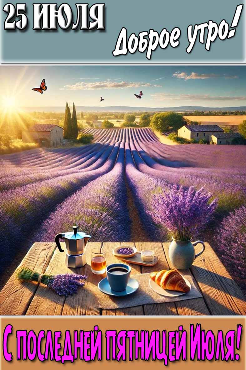 Открытка "25 Июля Доброе утро! С последней пятницей Июля!"