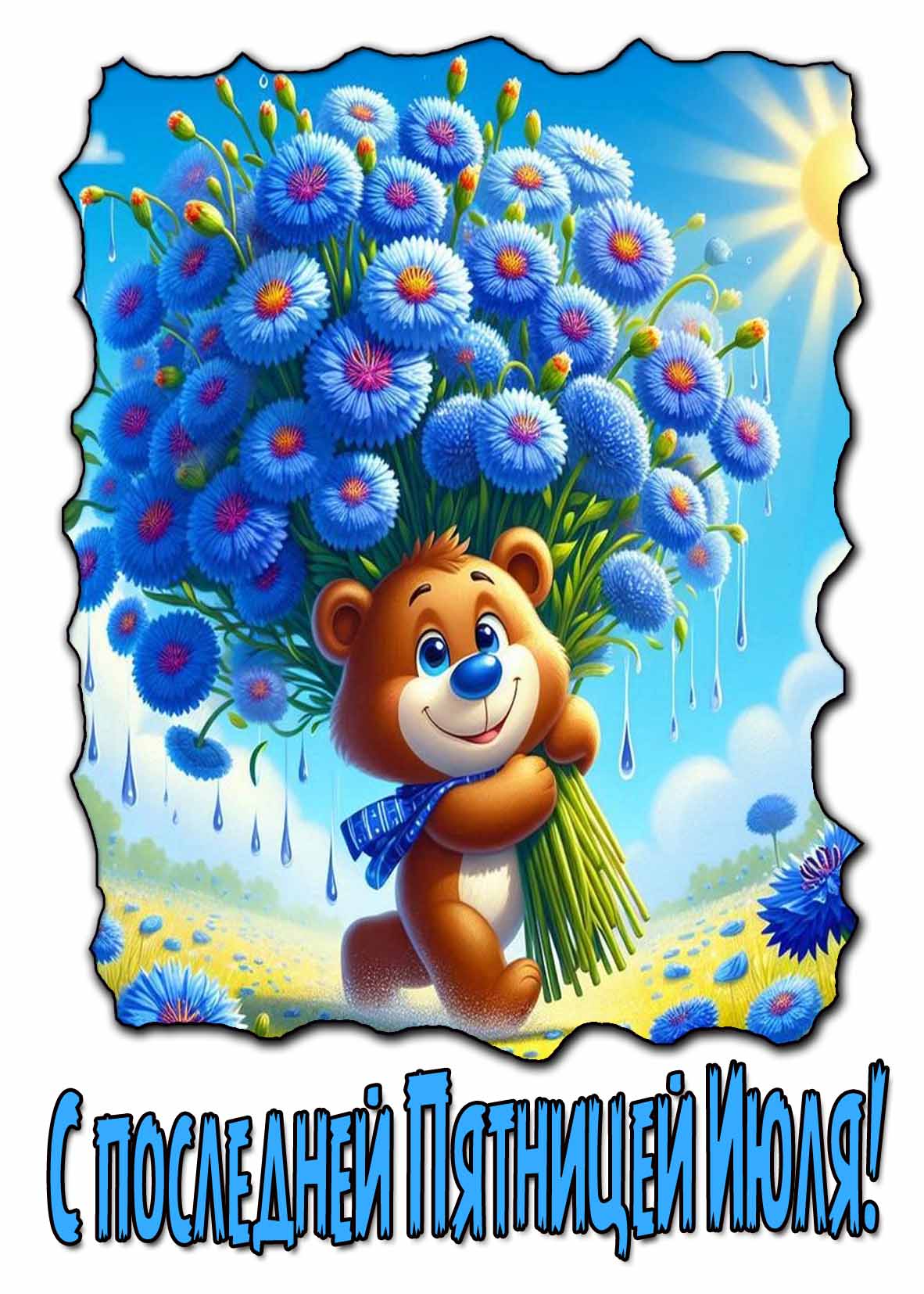 Красивая открытка с последней Пятницей Июля