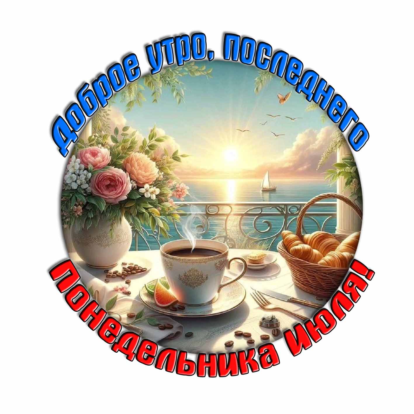 Открытка доброе утро, последнего понедельника Июля