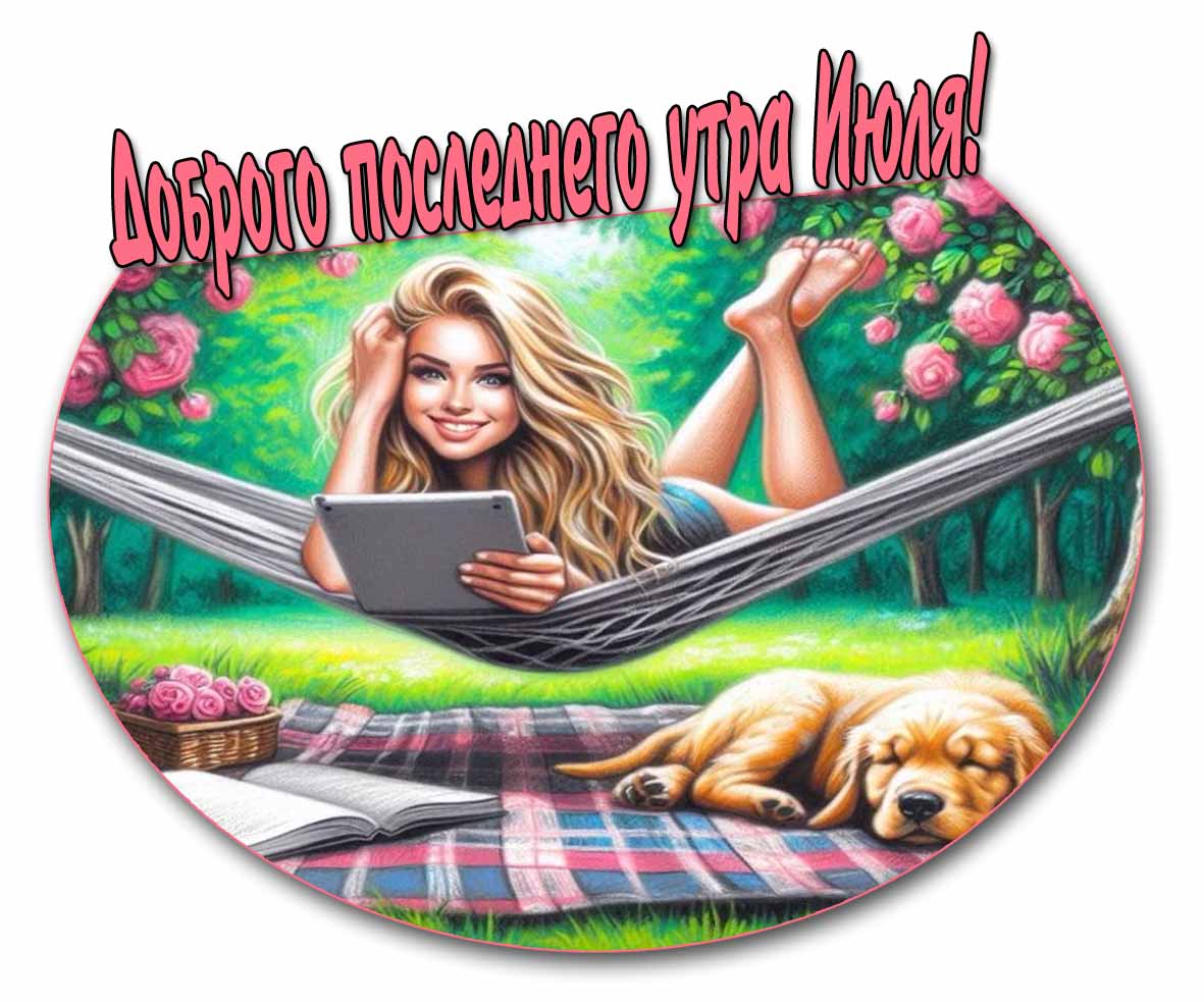 Доброго последнего утра Июля! - открытка с девушкой