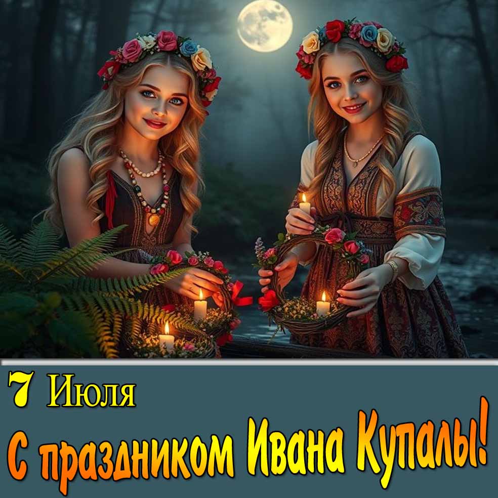 Новая открытка с праздником Ивана Купалы 7 Июля 2025