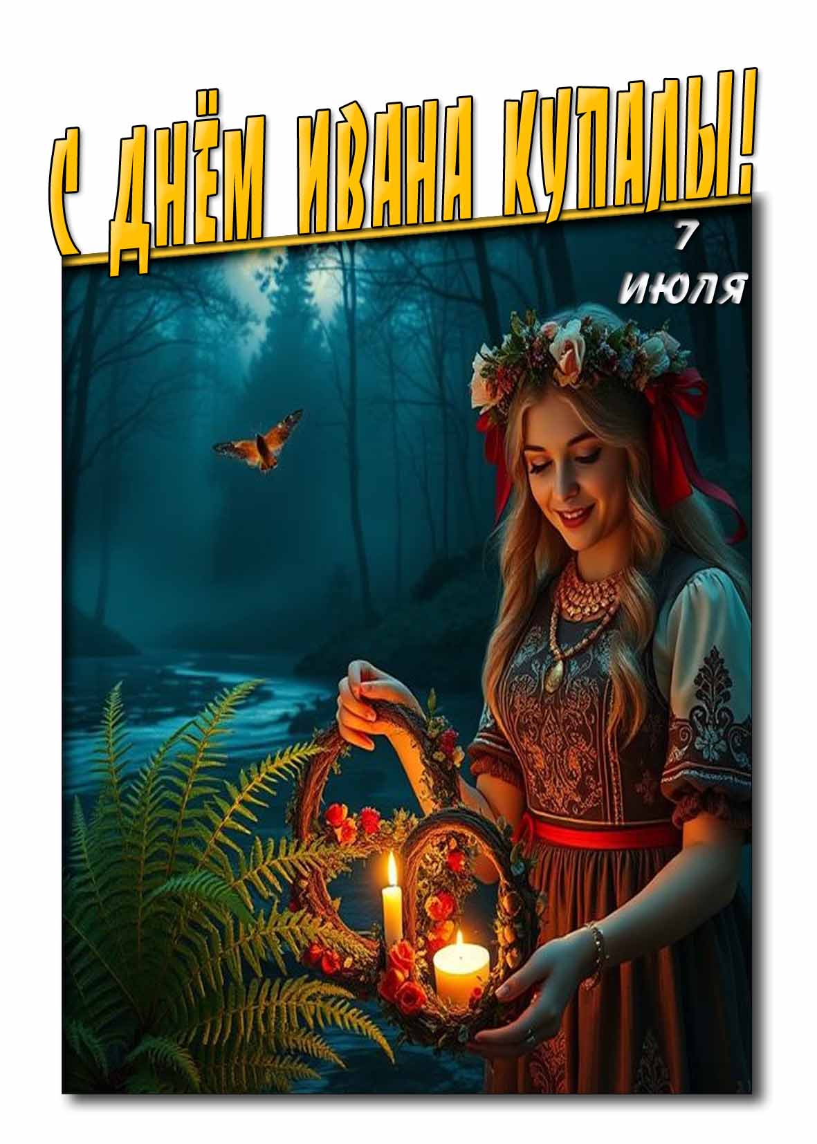 7 Июля с днём Ивана Купалы! - открытка с папоротником