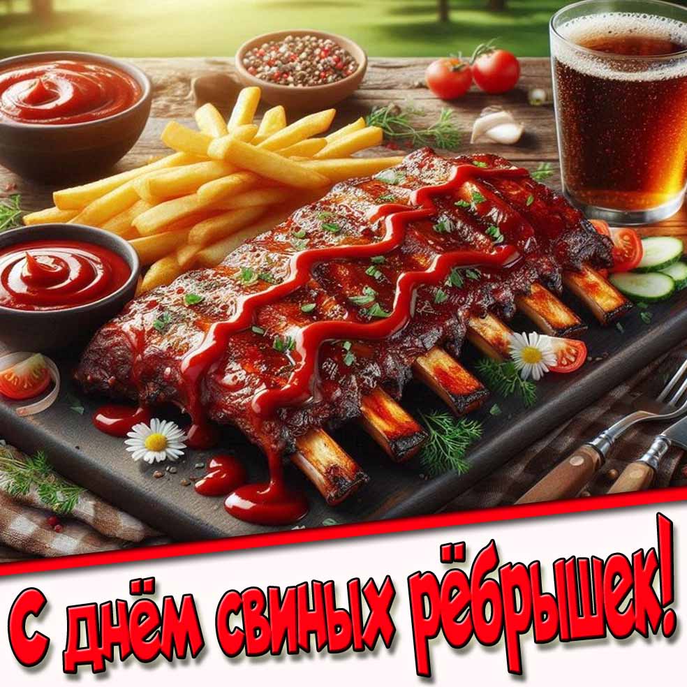 Открытка - поздравление с днём свиных рёбрышек