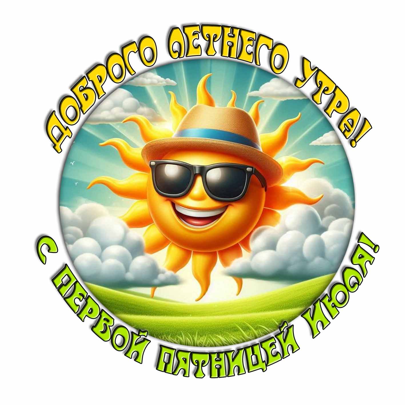 Стикер "Доброго летнего утра! С первой пятницей Июля!"