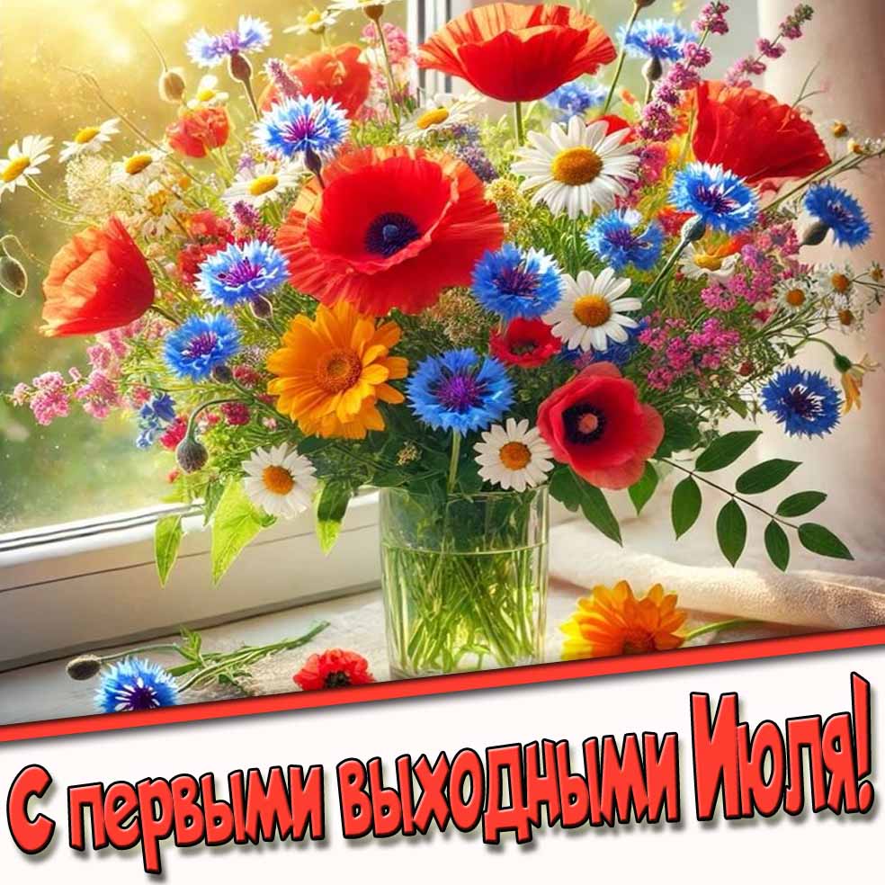 С первыми выходными Июля! - картинка с цветами