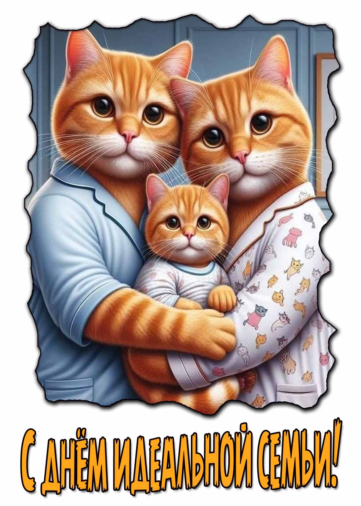 С днём идеальной семьи! - картинка с котами