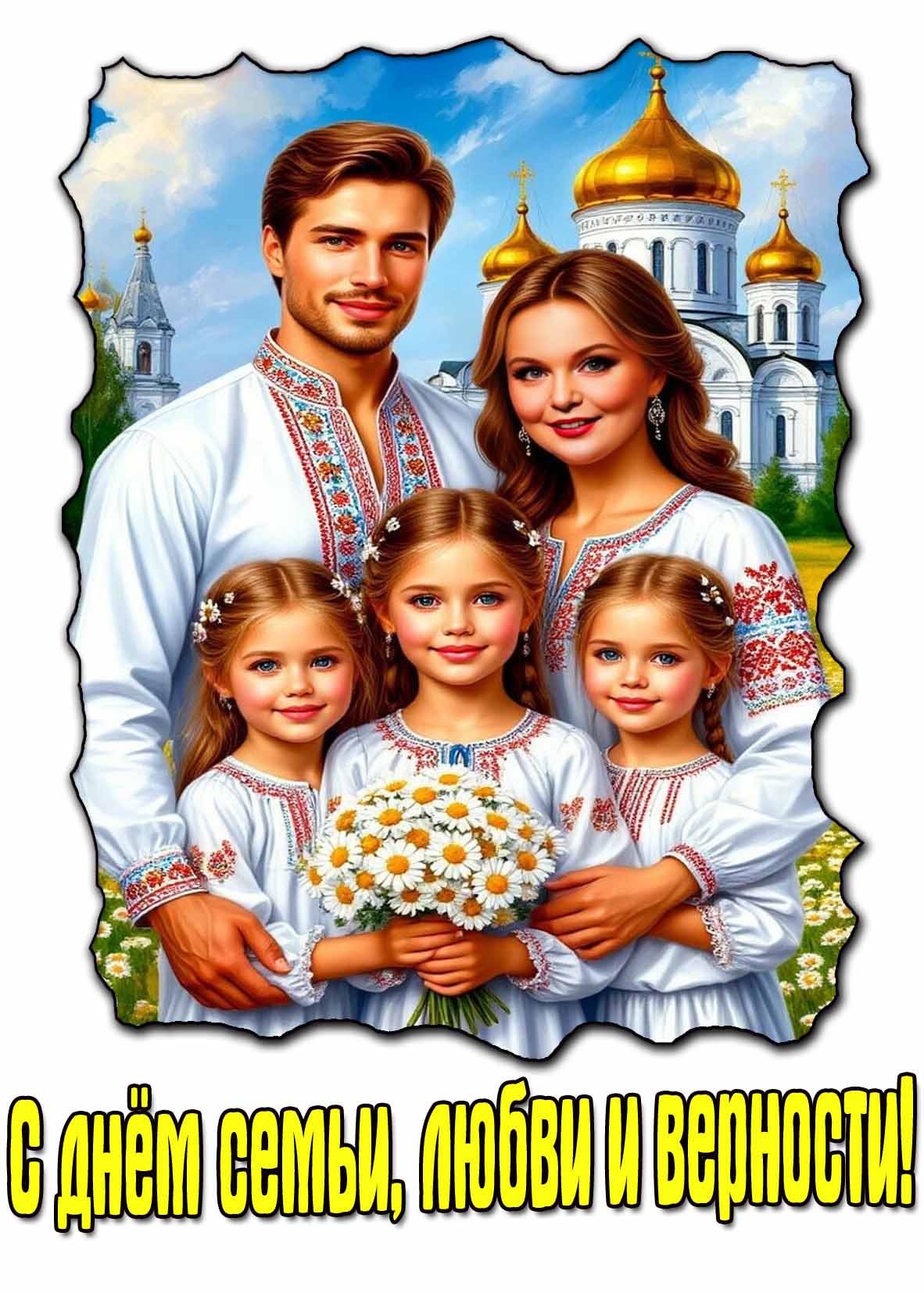 Картинка на день семьи любви и верности с ромашками