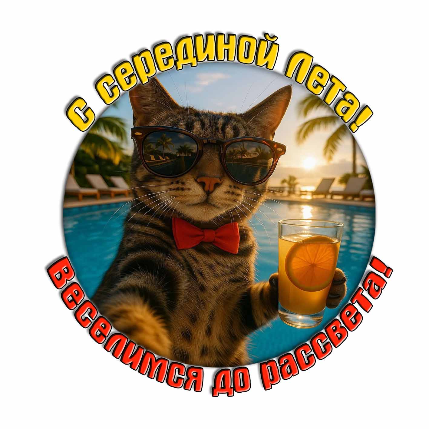 Прикольная картинка "С серединой Лета! Веселимся до рассвета!"