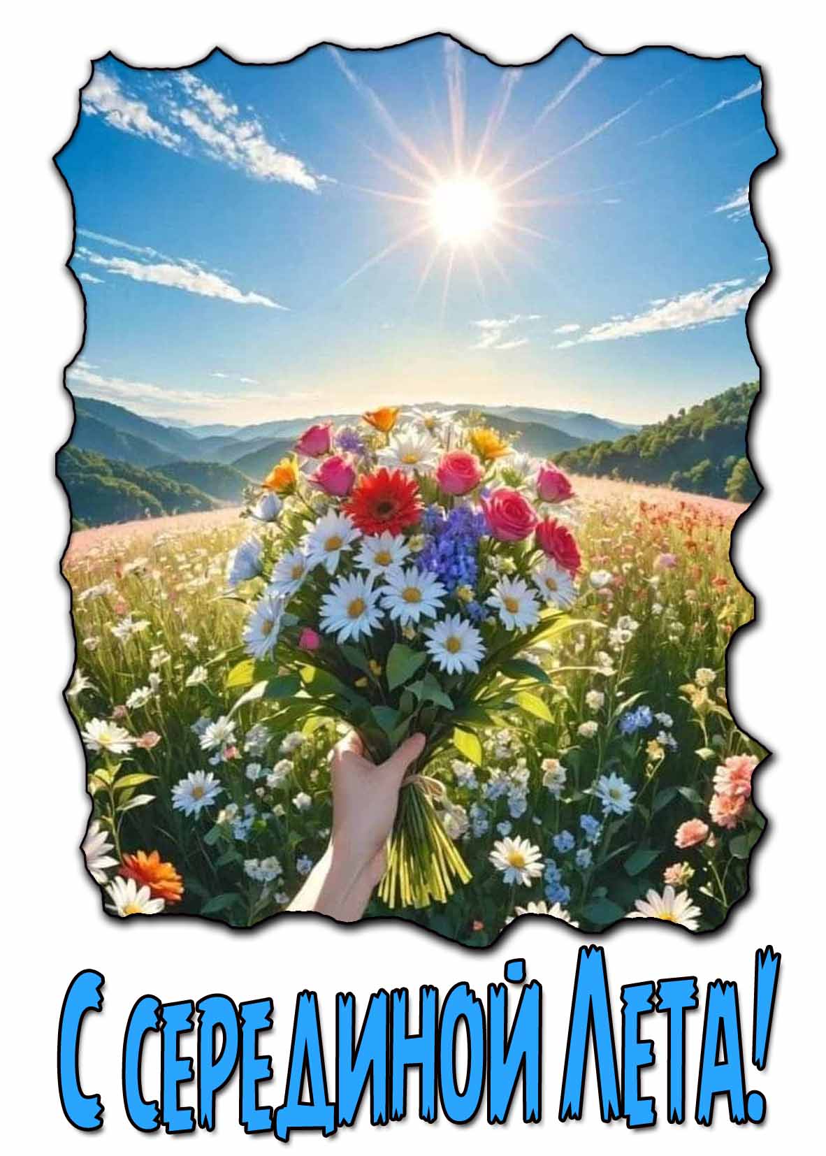 Красивая открытка с серединой Лета