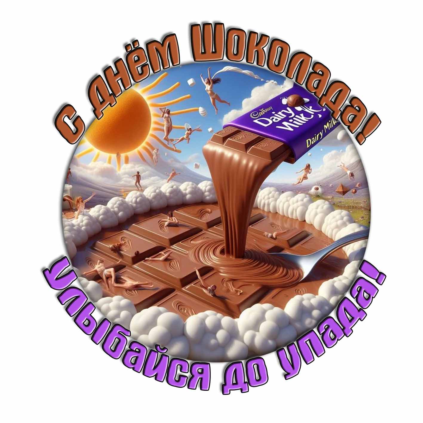 Картинка - поздравление "С днём шоколада! Улыбайся до упада!"