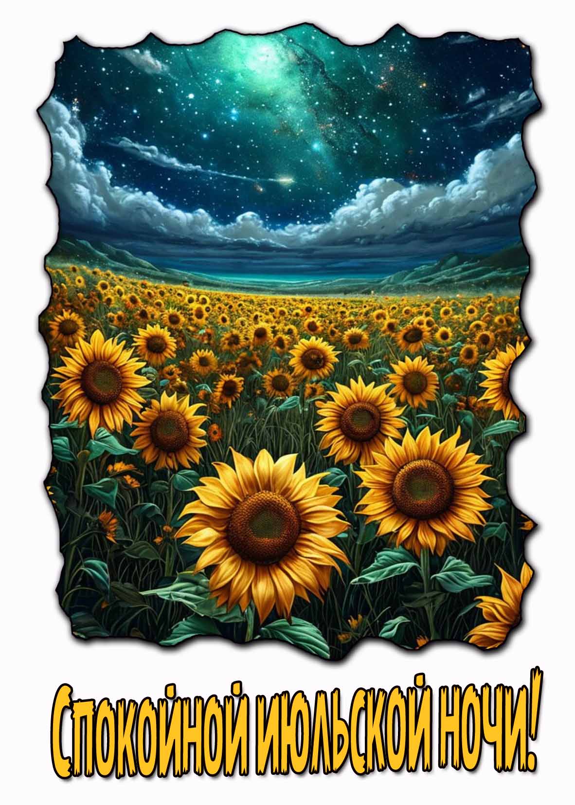 Красивая открытка спокойной июльской ночи