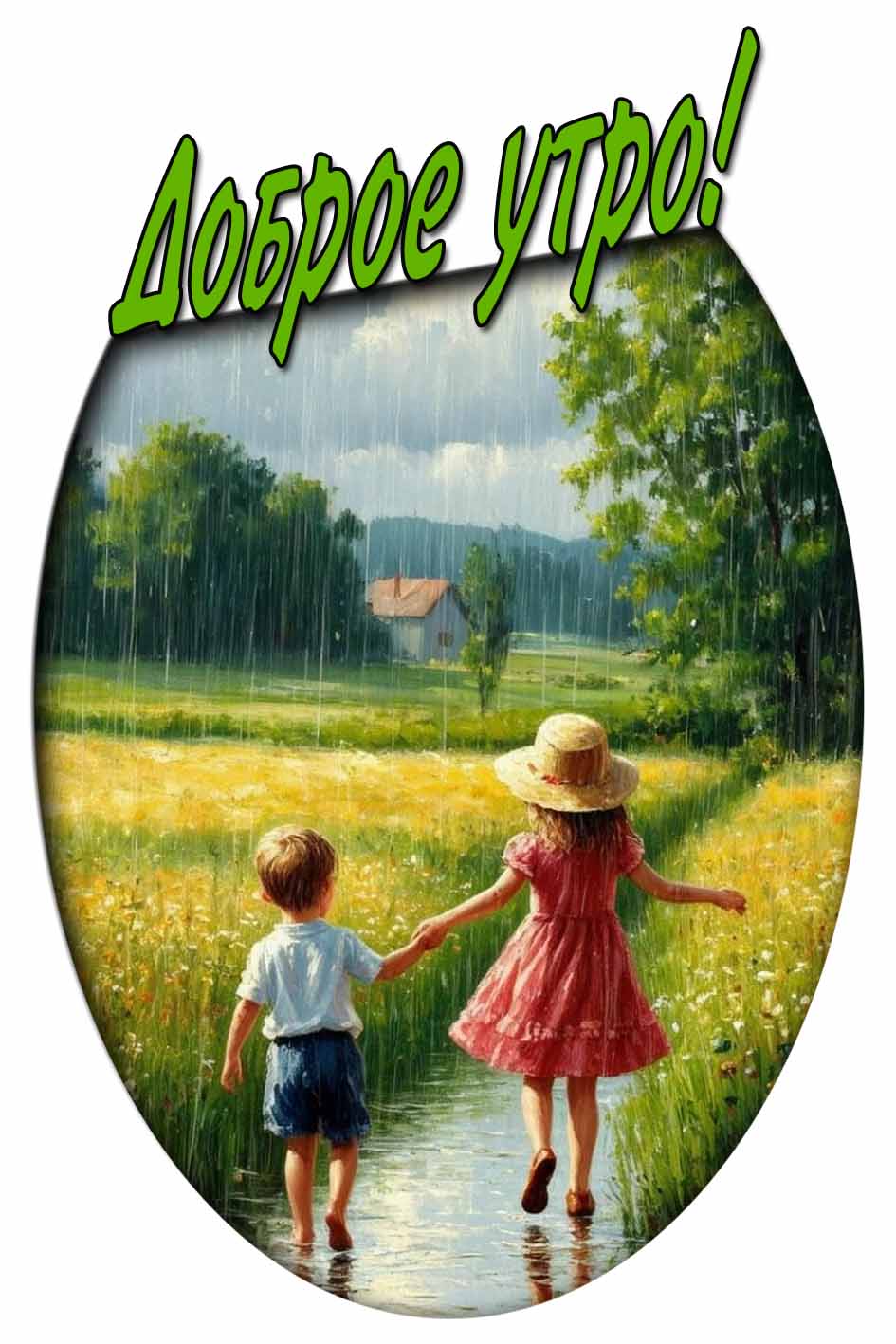 Открытка с добрым утром с дождиком