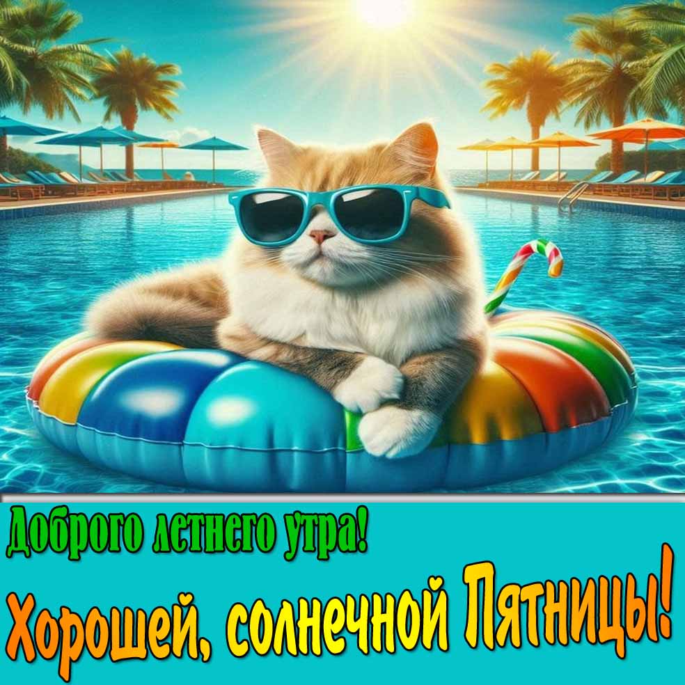 Открытка "Доброго летнего утра! Хорошей, солнечной Пятницы!"