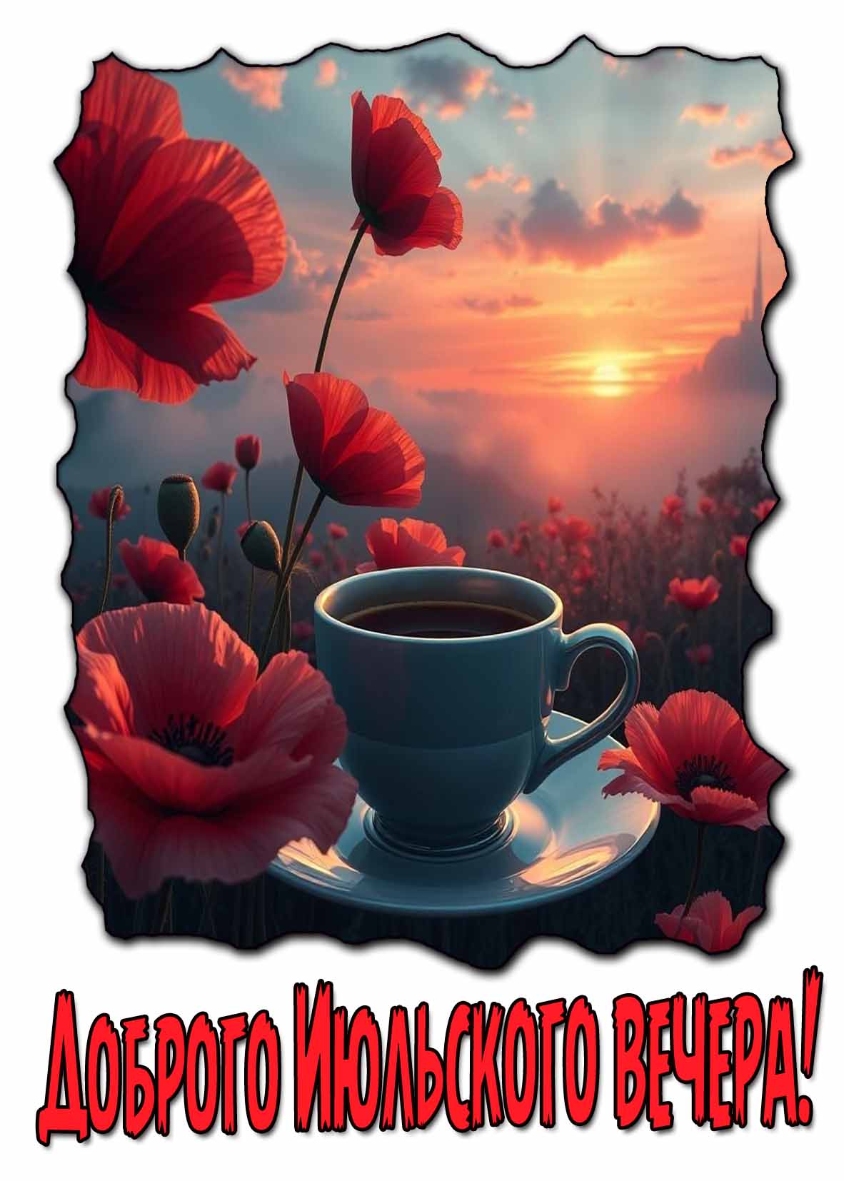 Доброго Июльского вечера! - красивая открытка