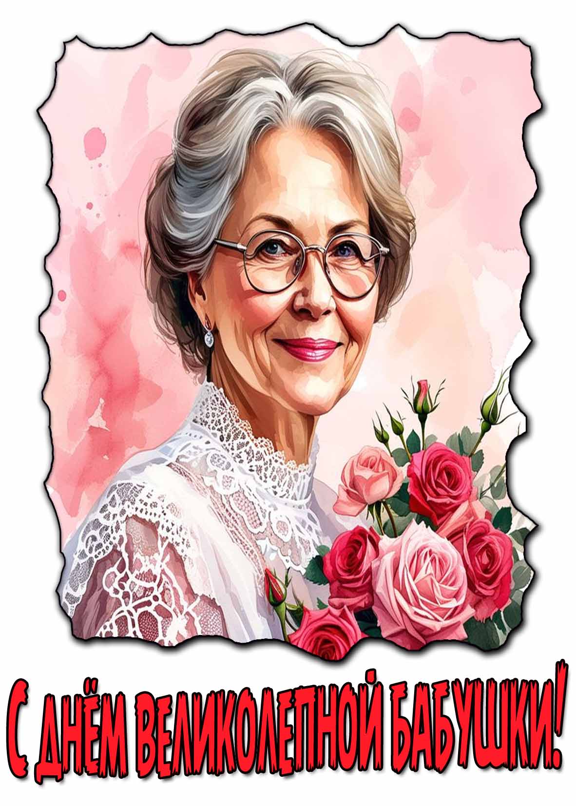 С днём великолепной бабушки! - красивая открытка