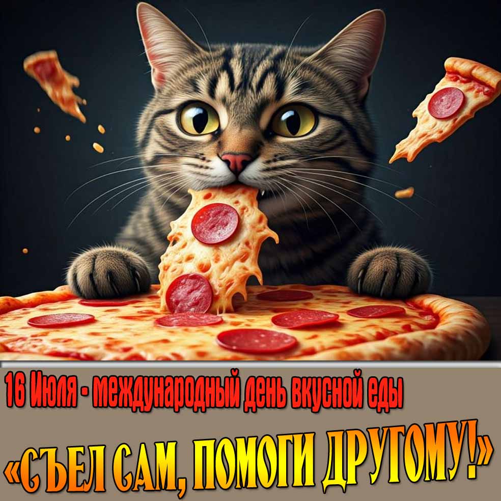 Открытка с поздравлением с международным днём вкусной еды 16 июля
