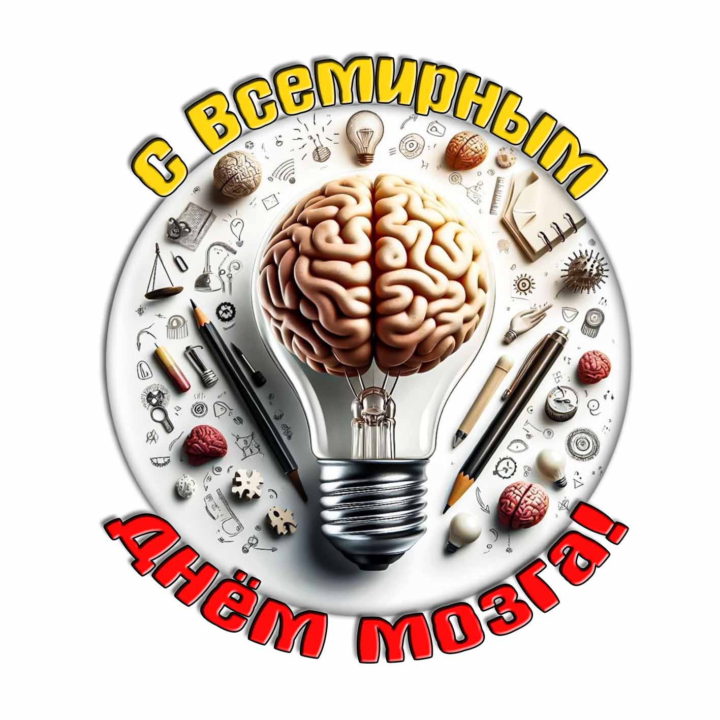 Стикер с Всемирным днём мозга