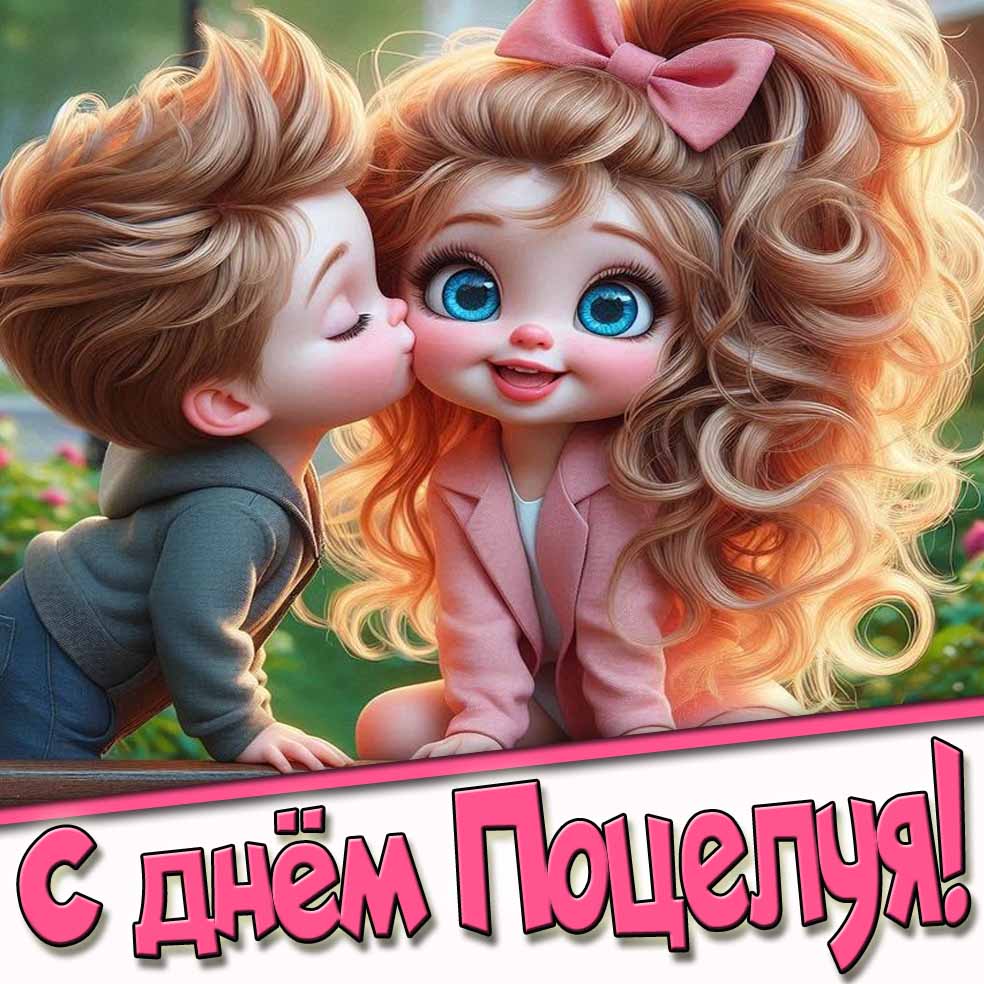 С днём поцелуя! - открытка для детей